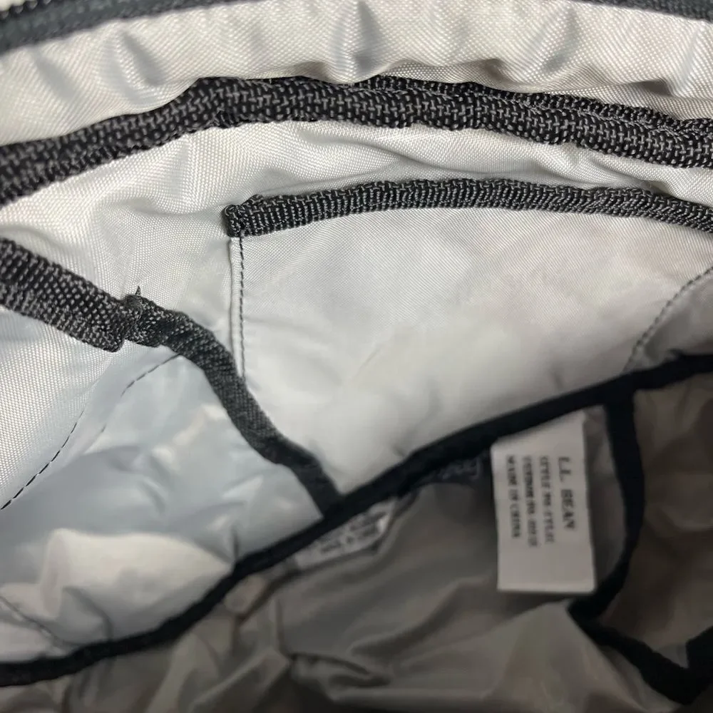 Black LL Bean AmeriBag Healthy. Back sling back black quilted